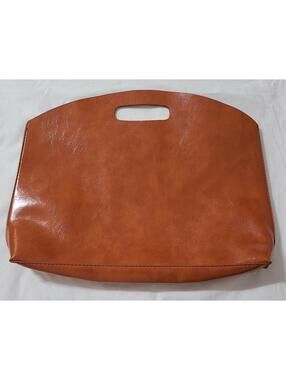 Vegan Leather Laptop Sleeve Bag  Tan Brown Briefcase Minimalist Classic Handbag